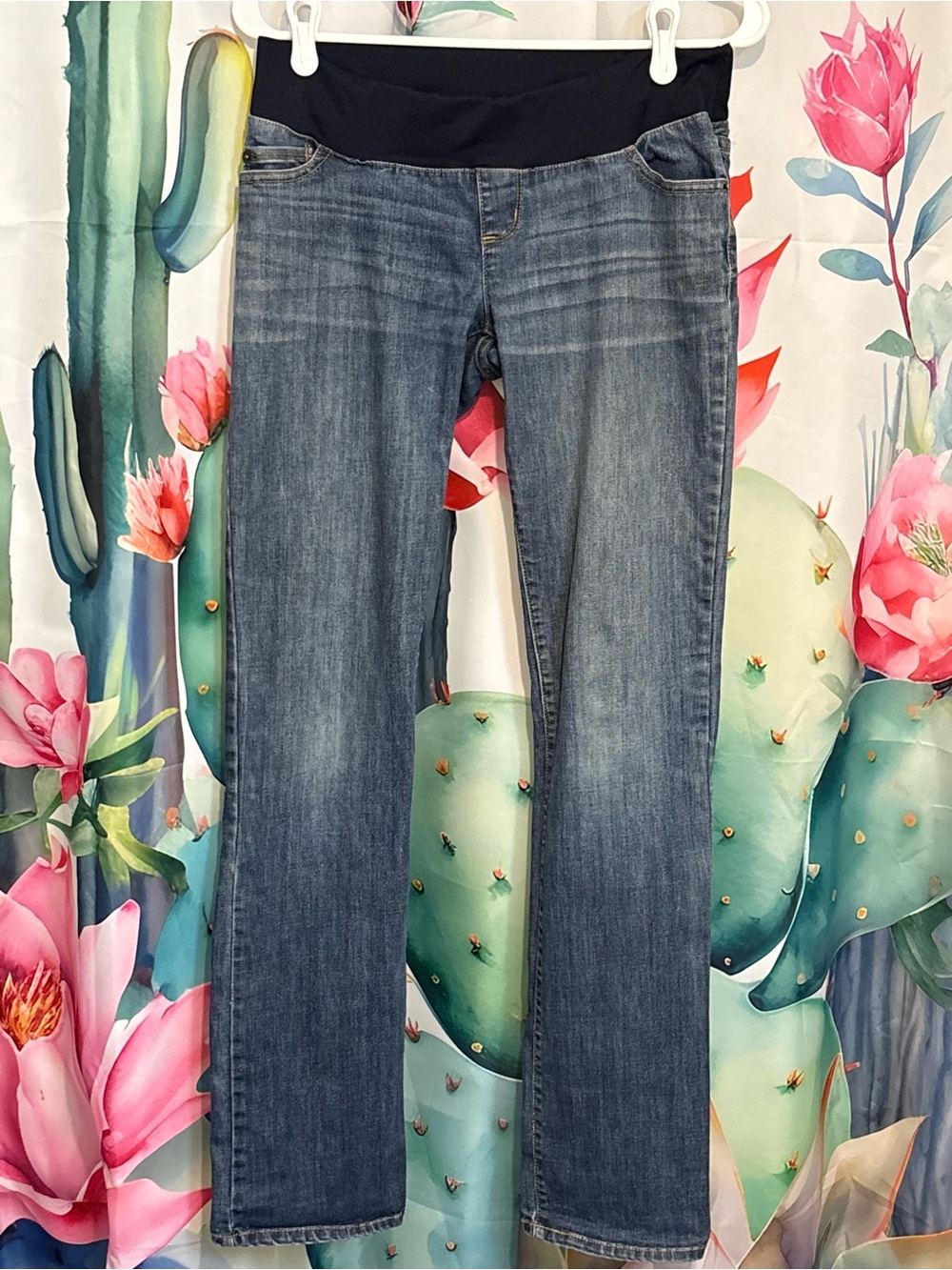 Liz Lange Maternity Women’s Bootcut Jeans Medium Wash Blue Stretch 5-Pocket 2